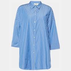 Weekend Max Mara Blue Striped Cotton Button Front Shirt L