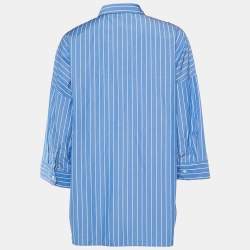 Weekend Max Mara Blue Striped Cotton Button Front Shirt L
