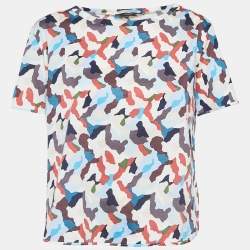 Weekend Max Mara Multicolor Camouflage Print Cotton Half Sleeve T-Shirt XS