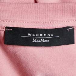 Pre Owned Weekend Max Mara Pink Printed Cotton Crew Neck T-Shirt L