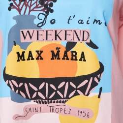 Pre Owned Weekend Max Mara Pink Printed Cotton Crew Neck T-Shirt L