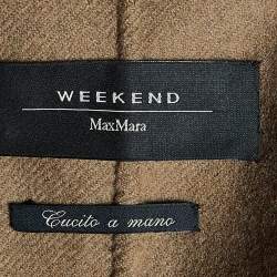 Weekend Max Mara Brown Houndstooth Wool Fur Trimmed Coat S
