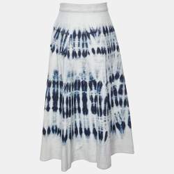 Pre Owned Weekend Max Mara Blue Tie-Dye Cotton Favetta Midi Skirt M