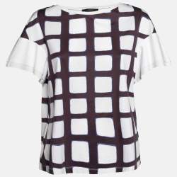 Weekend Max Mara White Check Print Cotton Top XL