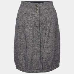 Weekend Max Mara Grey Zig Zag Wool Knee Length Skirt S
