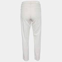 Pre Owned Weekend Max Mara Cream Cotton Straight-Leg Pants M