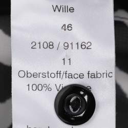 مملوكة مسبقًا قميص ويلي شيفون مطبوع بالأسود والأبيض بأكمام طويلة واسع جداً (إكس لارج)