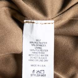 Pre Owned فستان ويندسور سويدي صناعي بني بلا أكمام بوديكون مقاس صغير (سمول)