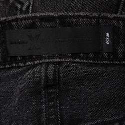 Denim X Alexander Wang Charcoal Grey Denim Distressed Frayed Hem Mini Skirt M