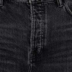 Denim X Alexander Wang Charcoal Grey Denim Distressed Frayed Hem Mini Skirt M