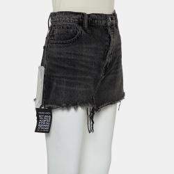 Denim X Alexander Wang Charcoal Grey Denim Distressed Frayed Hem Mini Skirt M