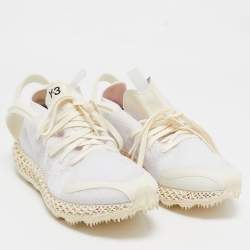 Y-3 White Knit Fabric Runner 4D Exo Low Top Sneakers Size 38
