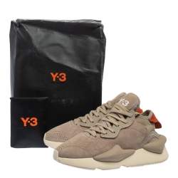 Pre Owned Y-3 Kaiwa Beige Suede Lace Up Sneakers Size 38.5
