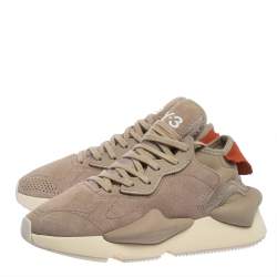 Pre Owned Y-3 Kaiwa Beige Suede Lace Up Sneakers Size 38.5