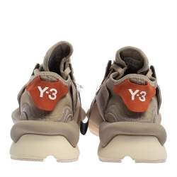 Pre Owned Y-3 Kaiwa Beige Suede Lace Up Sneakers Size 38.5