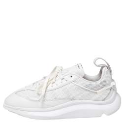 Y-3 White Leather Shiku Run Lace Up Sneakers Size 40.5
