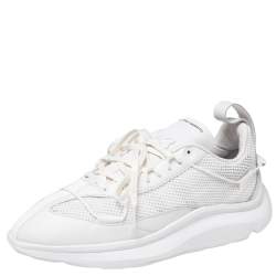 Y-3 White Leather Shiku Run Lace Up Sneakers Size 40.5