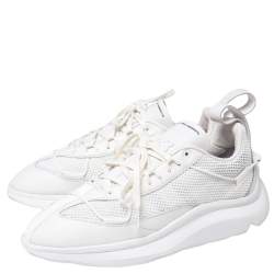 Y-3 White Leather Shiku Run Lace Up Sneakers Size 40.5