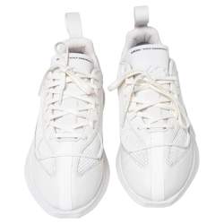 Y-3 White Leather Shiku Run Lace Up Sneakers Size 40.5