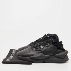 Y-3 Black Leather and Fabric Kaiwa Sneakers Size 391/3