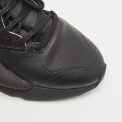 Y-3 Black Leather and Fabric Kaiwa Sneakers Size 391/3
