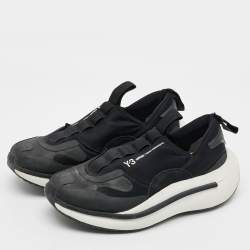 Pre Owned Y-3 Qisan Cozy Size 38.5 Black Nylon Rubber Low Top Sneakers