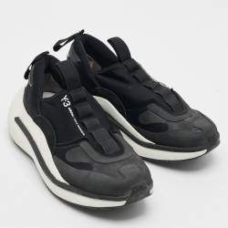 Pre Owned Y-3 Qisan Cozy Size 38.5 Black Nylon Rubber Low Top Sneakers