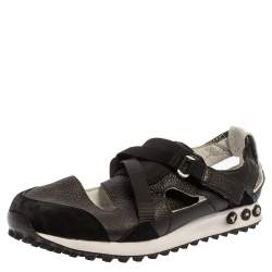 Pre Owned Y-3 Black Suede And Leather Strappy Velcro Sandal Sneakers Size 42