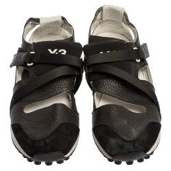 Pre Owned Y-3 Black Suede And Leather Strappy Velcro Sandal Sneakers Size 42