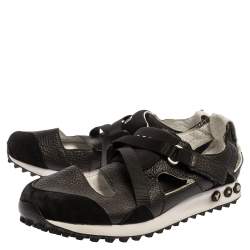 Pre Owned Y-3 Black Suede And Leather Strappy Velcro Sandal Sneakers Size 42