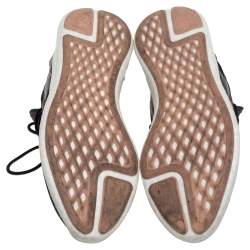 Pre Owned Adidas Y-3 Olive Green/Gray Leather And Stretch Fabric Qasa Elle Sneaker Size 37.5