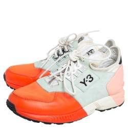 Y3 x adidas Yohji Yamamoto Multicolor Leather And Neoprene Zx Zip Low Top Sneakers Size 36 2/3