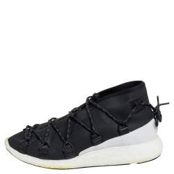 Y-3 Black Synthetic Fabric Cross Lace Run Sneakers Size 39 1/3