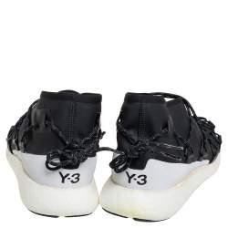 Y-3 Black Synthetic Fabric Cross Lace Run Sneakers Size 39 1/3