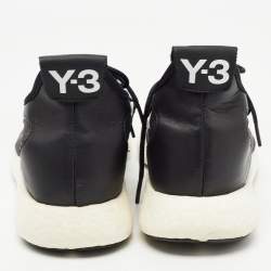 Y-3 Black Leather and Nylon Qasa Elle Sneaker Size 38