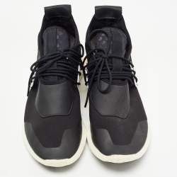 Y-3 Black Leather and Nylon Qasa Elle Sneaker Size 38