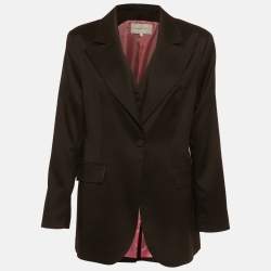 Pre Owned Yasmin kaptanoglu Black Gabardine Vest and Blazer Set S