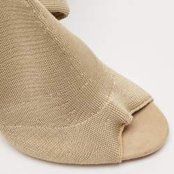Yeezy Season 5 Beige Knit Fabric  Over The Knee Length Boots Size 37.5