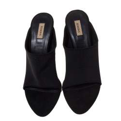 Pre Owned Yeezy Black Stretch Knit Season 6 Mule Sandals Size 37