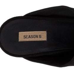Pre Owned Yeezy Black Stretch Knit Season 6 Mule Sandals Size 37