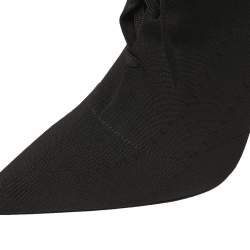 Pre Owned Yeezy Black Knit Sock Lace Up Boots Size 36.5