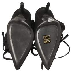 Pre Owned Yeezy Black Knit Sock Lace Up Boots Size 36.5