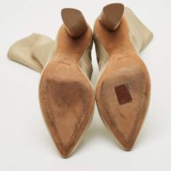 Pre Owned Yeezy Season 2 Beige Knit Fabric Sock Ankle Length Boots Size 40