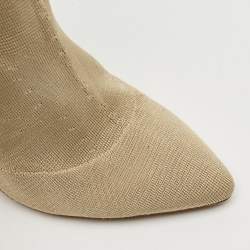 Pre Owned Yeezy Season 2 Beige Knit Fabric Sock Ankle Length Boots Size 40