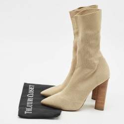 Pre Owned Yeezy Beige Knit Fabric Season 2 Sock Boots Size 39