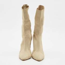Pre Owned Yeezy Beige Knit Fabric Season 2 Sock Boots Size 39