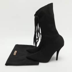 Pre Owned Yeezy Season 5 Black Knit Sock Lace Up Boots Size 39.5