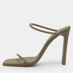 مملوكة مسبقًا Yeezy Season 6 Size 37.5 Green Leather Slide Sandal