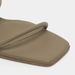 Pre Owned Yeezy Season 6 Size 37.5 Green Leather Slide Sandal