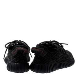 Pre Owned Yeezy x Adidas Black/Grey Knit Fabric Boost 350 Pirate Black Sneakers Size 39.5